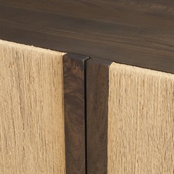 Delphia Coastal Beach Dark Brown Wood Woven Rope Sideboard|
