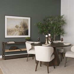 Delphia Coastal Beach Dark Brown Wood Woven Rope Console Table|