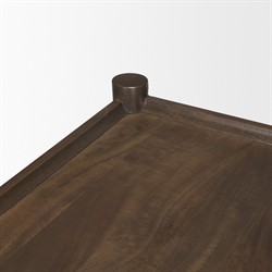 Delphia Coastal Beach Dark Brown Wood Woven Rope Console Table|