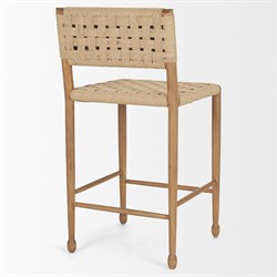 Amael Coastal Beach Brown Wood Woven Rope Counter Stool|