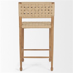 Amael Coastal Beach Brown Wood Woven Rope Counter Stool|