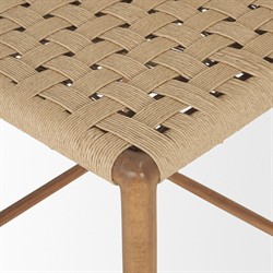 Amael Coastal Beach Brown Wood Woven Rope Counter Stool|