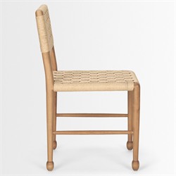 Amael Coastal Beach Brown Wood Woven Rope Dining Chair|