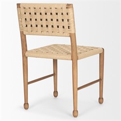 Amael Coastal Beach Brown Wood Woven Rope Dining Chair|