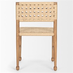 Amael Coastal Beach Brown Wood Woven Rope Dining Chair|