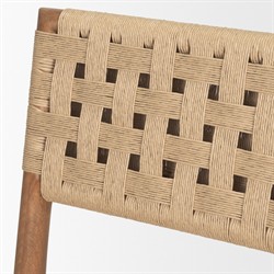 Amael Coastal Beach Brown Wood Woven Rope Dining Chair|