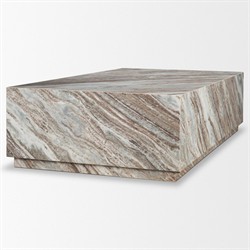 Aurelien Modern Classic Pink Marble Rectangular Block Coffee Table|