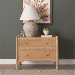 Joffrey Updated Traditional Brown Wood Wide Nightstand|