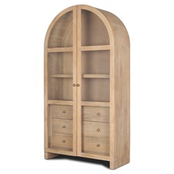 Vanessa Modern Classic Light Brown Wood Glass Arch Display Case|