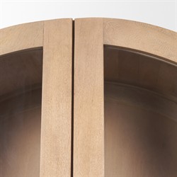 Vanessa Modern Classic Light Brown Wood Glass Arch Display Case|
