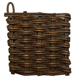 Louise Coastal Beach Dark Walnut Handwoven Rattan Counter Stool|