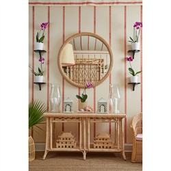 Rosie Coastal Beach Natural Rattan Round Wall Mirror|