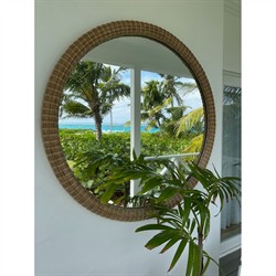 Rosie Coastal Beach Natural Rattan Round Wall Mirror|
