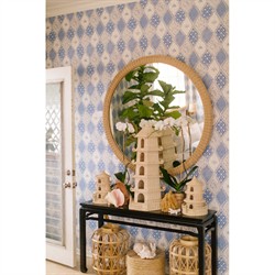 Rosie Coastal Beach Natural Rattan Round Wall Mirror|
