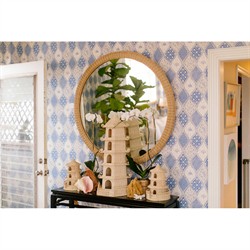 Rosie Coastal Beach Natural Rattan Round Wall Mirror|