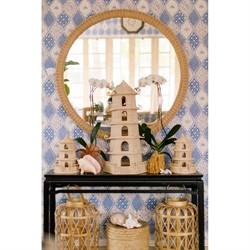 Rosie Coastal Beach Natural Rattan Round Wall Mirror|