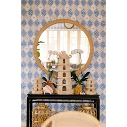 Rosie Coastal Beach Natural Rattan Round Wall Mirror|