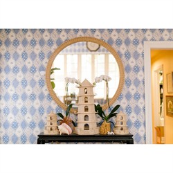 Rosie Coastal Beach Natural Rattan Round Wall Mirror|