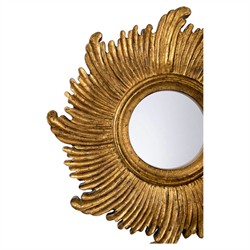 Vivi Updated Traditional Antique Gold Wood Sunburst Wall Mirror|