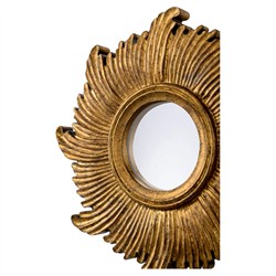 Vivi Updated Traditional Antique Gold Wood Sunburst Wall Mirror|
