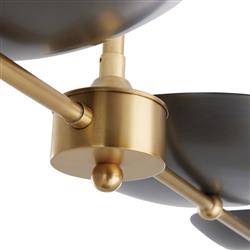 Griffith Mid Century Antique Brass Frame Black Shade Linear Chandelier|