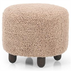 Waverly Modern Classic Beige Faux Shearling Round Ottoman|
