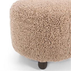 Waverly Modern Classic Beige Faux Shearling Round Ottoman|