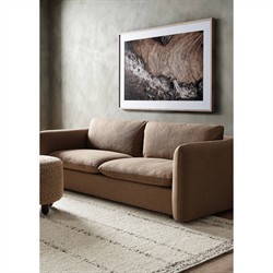 Waverly Modern Classic Beige Faux Shearling Round Ottoman|