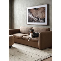 Waverly Modern Classic Beige Faux Shearling Round Ottoman|