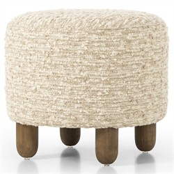 Waverly Modern Classic Cream Boucle Round Ottoman|