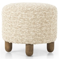 Waverly Modern Classic Cream Boucle Round Ottoman|