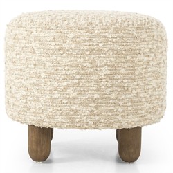 Waverly Modern Classic Cream Boucle Round Ottoman|