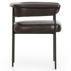 Penelope Industrial Loft Dark Brown Leather Barrel Dining Arm Chair|