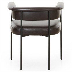 Penelope Industrial Loft Dark Brown Leather Barrel Dining Arm Chair|