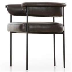 Penelope Industrial Loft Dark Brown Leather Barrel Dining Arm Chair|