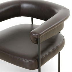 Penelope Industrial Loft Dark Brown Leather Barrel Dining Arm Chair|