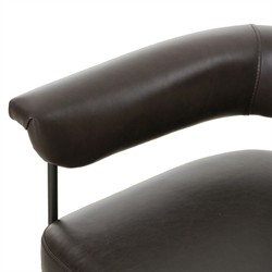 Penelope Industrial Loft Dark Brown Leather Barrel Dining Arm Chair|