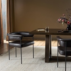 Penelope Industrial Loft Dark Brown Leather Barrel Dining Arm Chair|