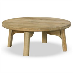 Daley Coastal Beach Natural Mango Round Coffee Table|