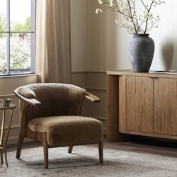 Fabian Modern Classic Brown Shearling Arm Chair|