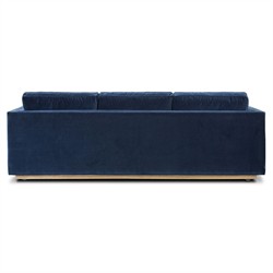 Celeste Rustic Lodge Dark Blue Velvet Brown Wood Tufted Sofa - 90"|