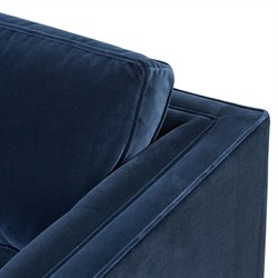 Celeste Rustic Lodge Dark Blue Velvet Brown Wood Tufted Sofa - 90"|