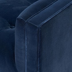 Celeste Rustic Lodge Dark Blue Velvet Brown Wood Tufted Sofa - 90"|