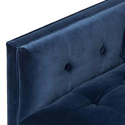 Celeste Rustic Lodge Dark Blue Velvet Brown Wood Tufted Sofa - 90"|