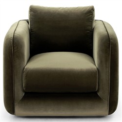 Malakai Modern Classic Olive Green Velvet Swivel Arm Chair|