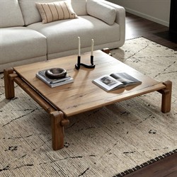 Riona Rustic Lodge Natural Reclaimed Oak Square Coffee Table|