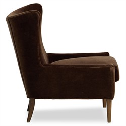 Paola Mid Century Vintage Dark Brown Velvet Wing Lounge Chair|