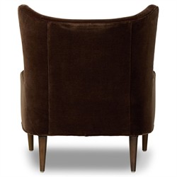 Paola Mid Century Vintage Dark Brown Velvet Wing Lounge Chair|