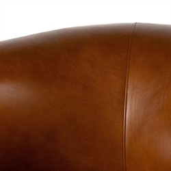 Adelyn Modern Classic Dark Brown Leather Swivel Barrel Arm Chair|
