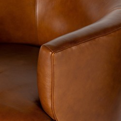 Adelyn Modern Classic Dark Brown Leather Swivel Barrel Arm Chair|